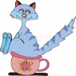 Tegneseriefigur af kat på potte